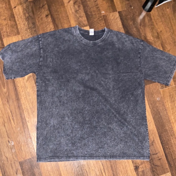 Plain Black Acid Wash T-Shirt Drop Shoulder Men XL 100% Cotton Oversized Vintage - Picture 1 of 7